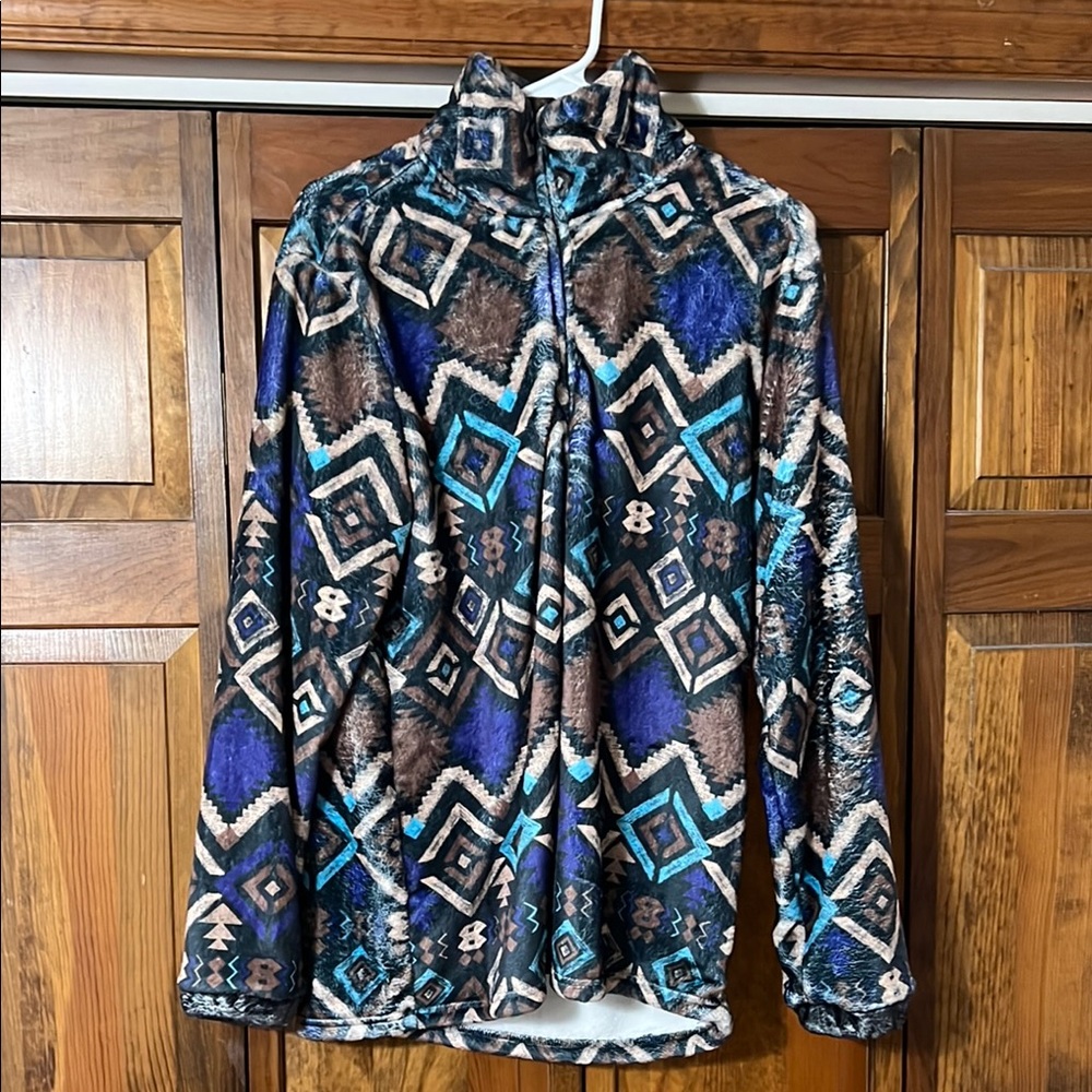 Geometric Pattern Fleece Jacket